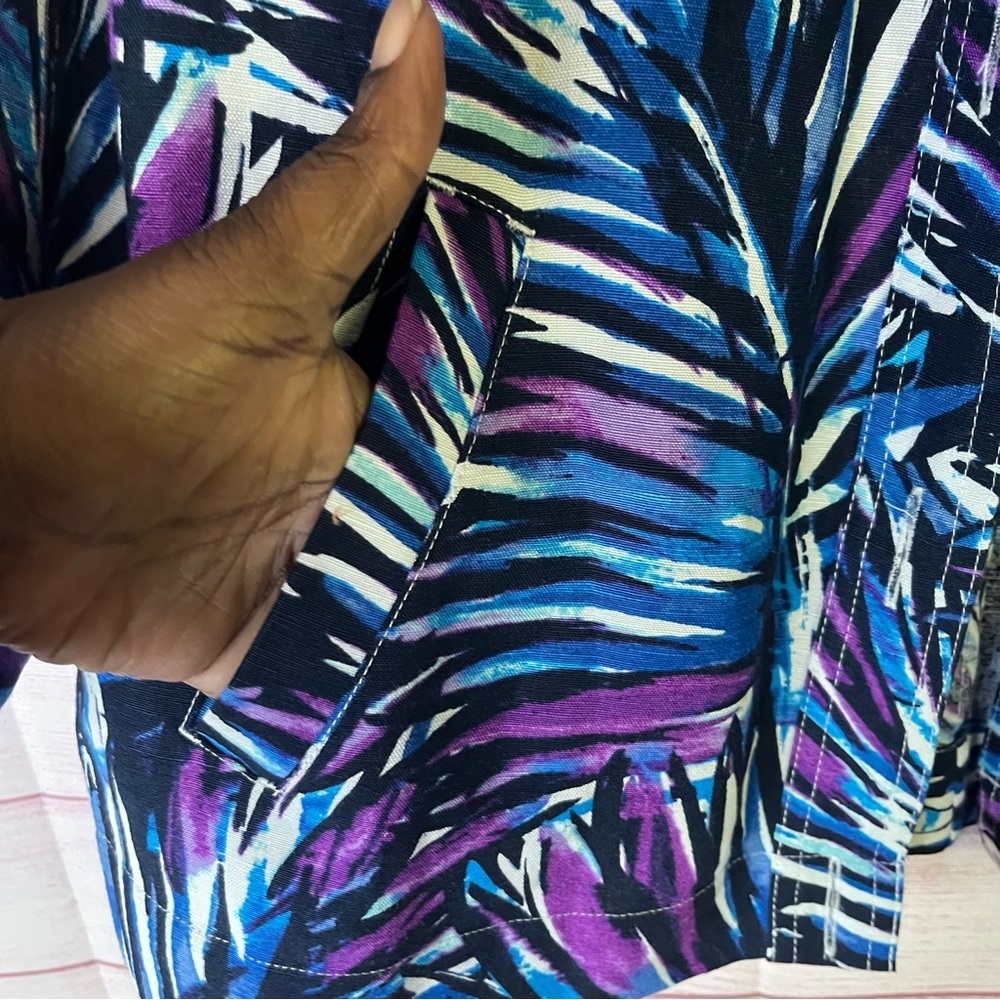Christopher & Banks Linen Blend Light Weight Multicolor Button‎ Down Jacket Med - Picture 8 of 12